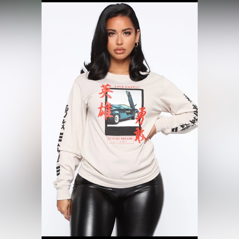 Graphic Print Long Sleeve Top